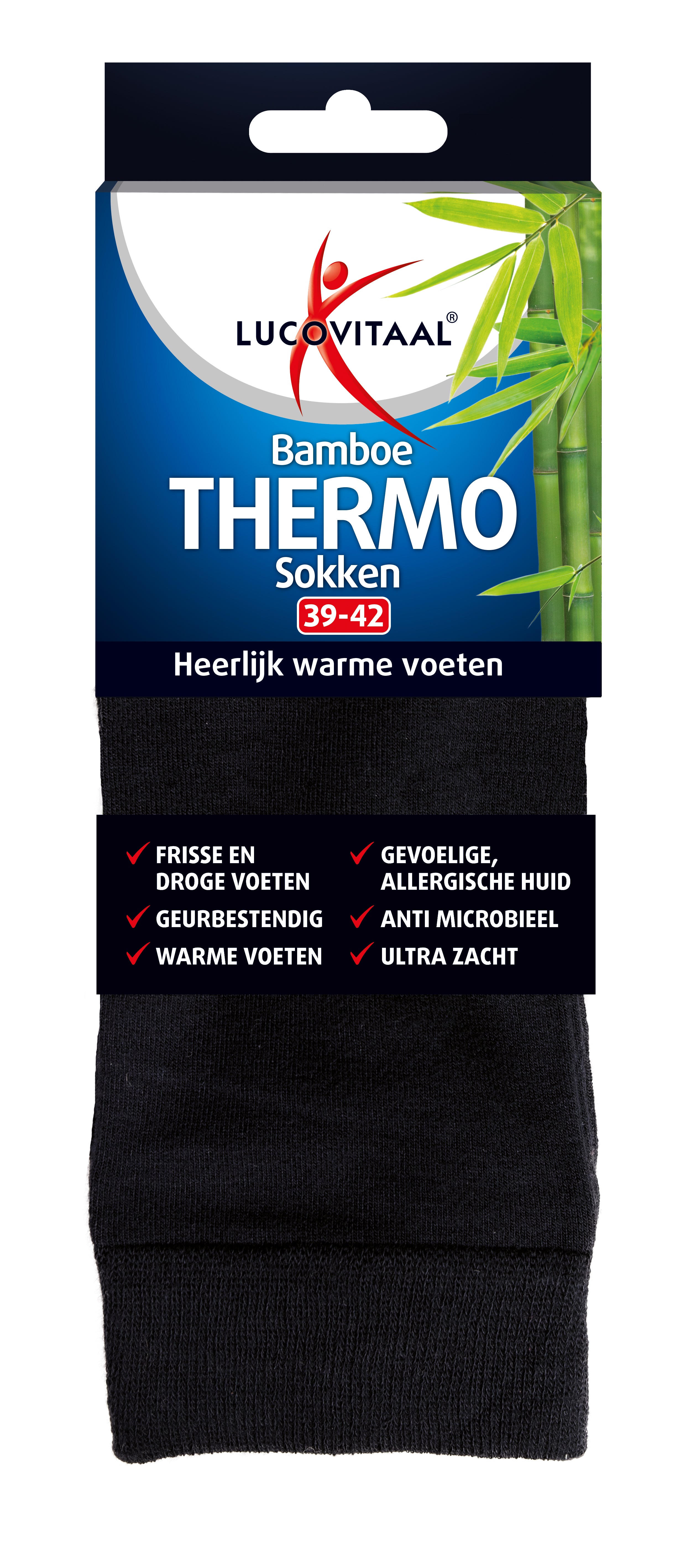 Lucovitaal bamboo thermal socks in size 39-42, pair of warm, comfortable socks for cold weather.