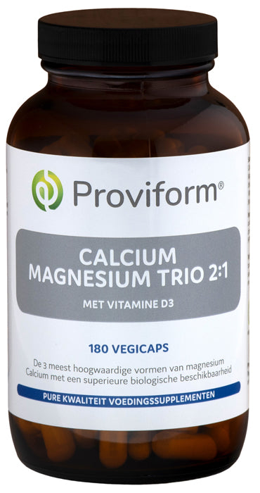 Proviform Calcium Magnesium Trio D3 vegetarian capsules, mineral supplement, 180-count, natural ingredients for bone health.