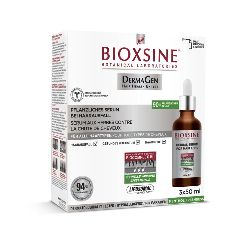 Bioxsine Haarverzorging serum voor haaruitval, drie flessen van 3.00 Stuks, geschikt voor versterking en haargezondheid.