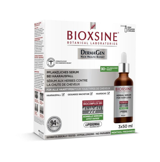 Bioxsine Haarverzorging serum voor haaruitval, drie flessen van 3.00 Stuks, geschikt voor versterking en haargezondheid.