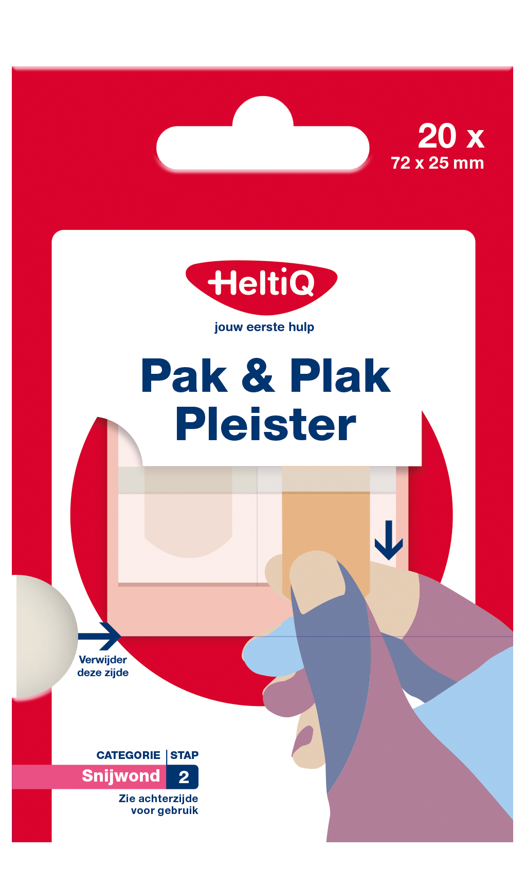 Heltiq Pak & plak textile bandages and tape, 20 pieces, shown in the image with various sizes and application areas.