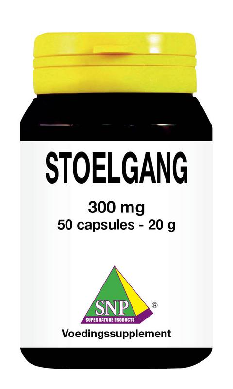 SNP Stoelgang 50 capsules, herbal supplement in a bottle, showing the product packaging with capsules inside
