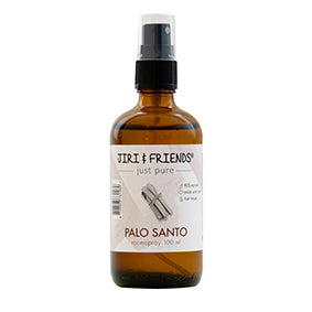 Jiri & Friends Palo Santo aromatherapy spray in a 100ml Huisparfum bottle, featuring natural herbal scents and a sleek design.