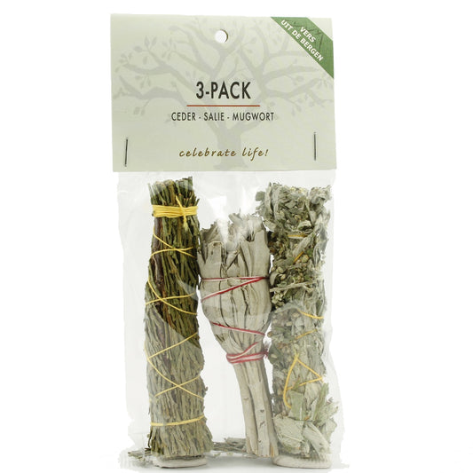 Volatile Smudge 3-pack with white sage, cedar, and mugwort, natural scent diffusers for aromatic home use
