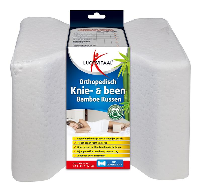 Lucovitaal bamboe knie en been kussen, ergonomisch kussen voor knie- en beenondersteuning, gemaakt van bamboe, 1 stuk