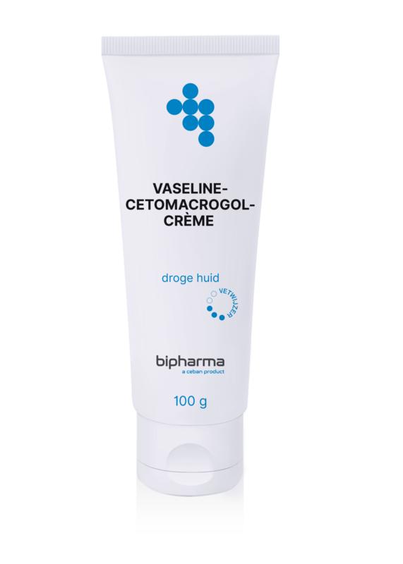 Bipharma Vaseline-Cetomacrogol crème in a 100g tube, a body care product for moisturizing and skin protection.