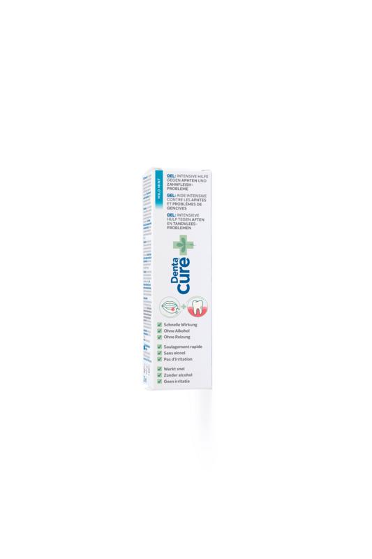 Dentacure Gel 25ml toothpaste tube with white and blue packaging, designed for oral hygiene and dental care.