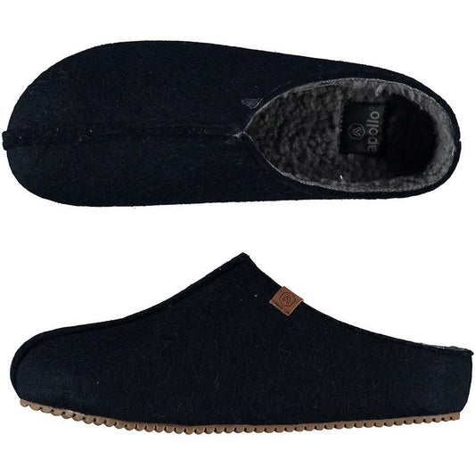 Blue Apollo Zweedse slof denim slippers in size 45/46, displayed side view with soft fabric and casual style.