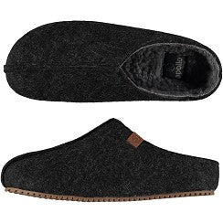 Apollo Damen zwarte Zweedse slof slippers maat 41/42, casual indoor shoes with soft fabric and slip-on design.