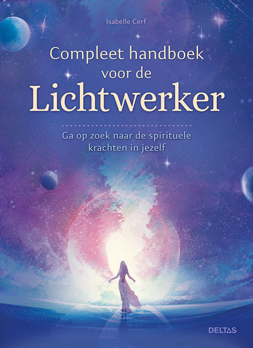 Deltas Handboek voor de lichtwerker 1.00 boek, open pages showing text and illustrations, in a natural setting