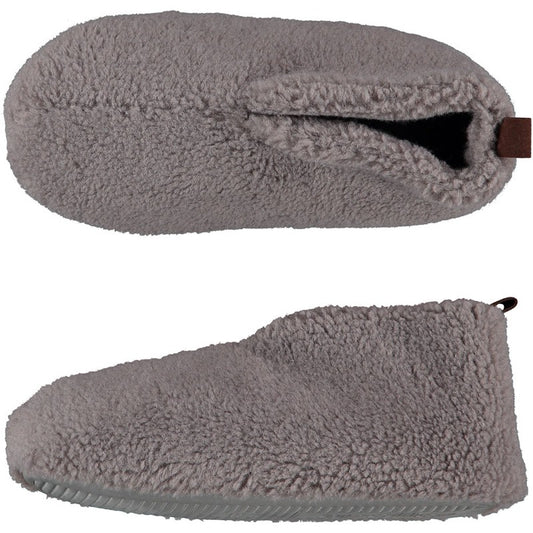 Gray Apollo Slof dames teddy slippers size 41/42, cozy indoor footwear with plush lining for comfort.