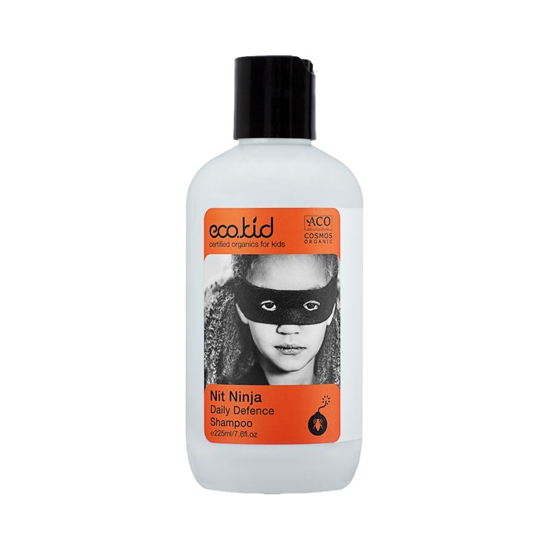 Ecokid Shampoo Defence Ninja 225ml bottle, natural hair care product with eco-friendly ingredients, for healthy scalp and hair.