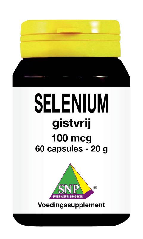 SNP Selenium 100mcg mineral capsules in a bottle, 60-count, natural dietary supplement for antioxidant support