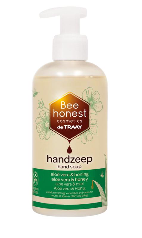 Traay Bee Honest aloe vera and honey hand soap in 250ml pump bottle, moisturizing handverzorging with natural ingredients