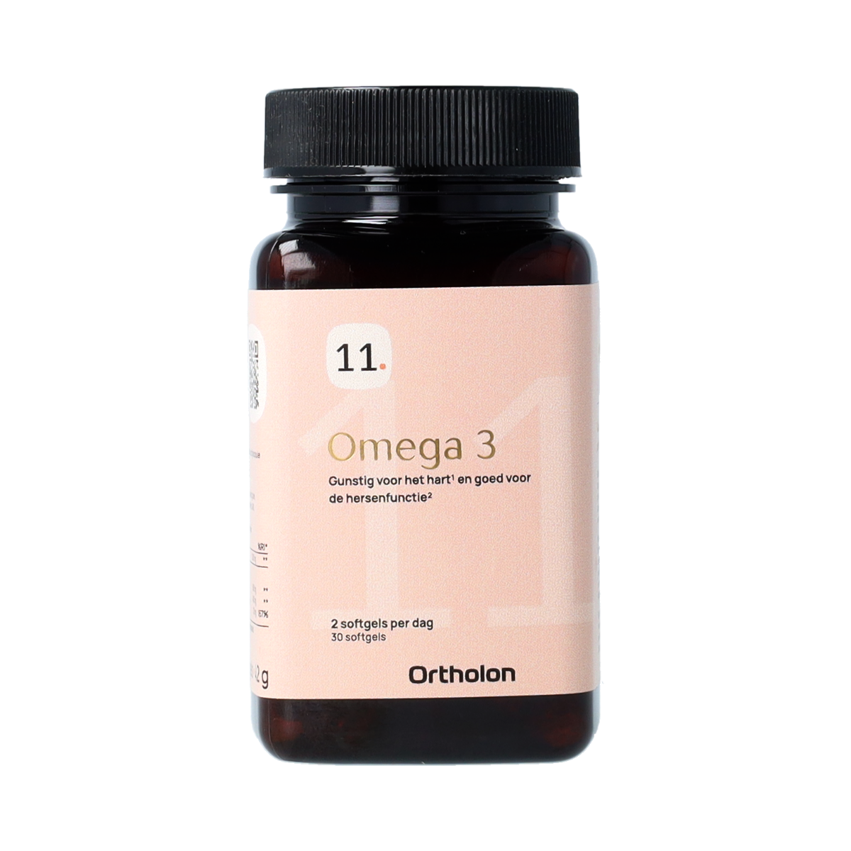 Ortholon Omega 3 Vetzuren capsules, dietary supplement with 30 softgel capsules for heart and brain health.