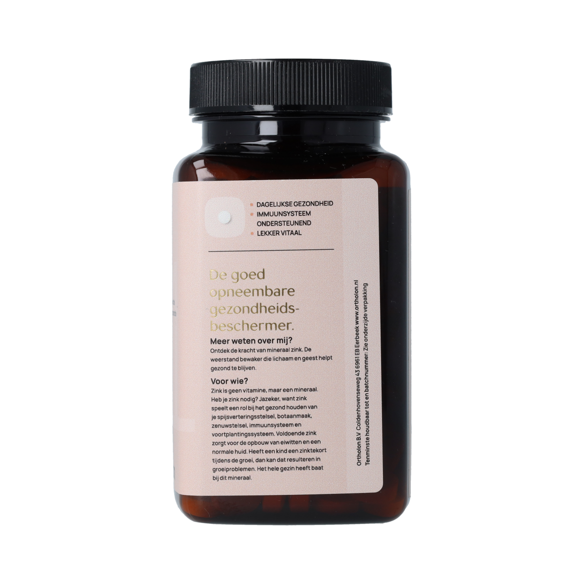 Ortholon Zink 240mg zinc tablets in a white bottle, showing the mineral supplement for immune support and daily health.