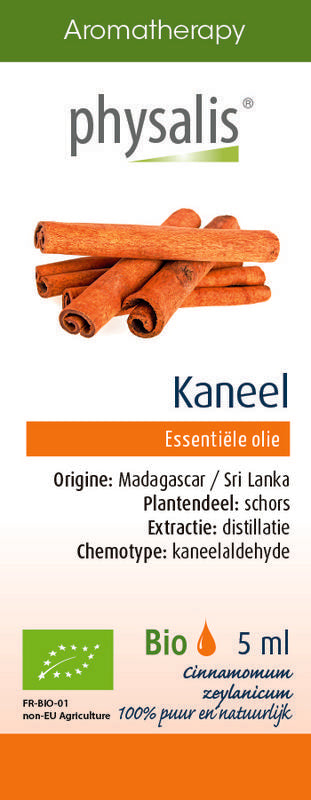 Physalis Kaneel bio herbal preparation bottle with cinnamon extract, 5ml, from Physalis brand.