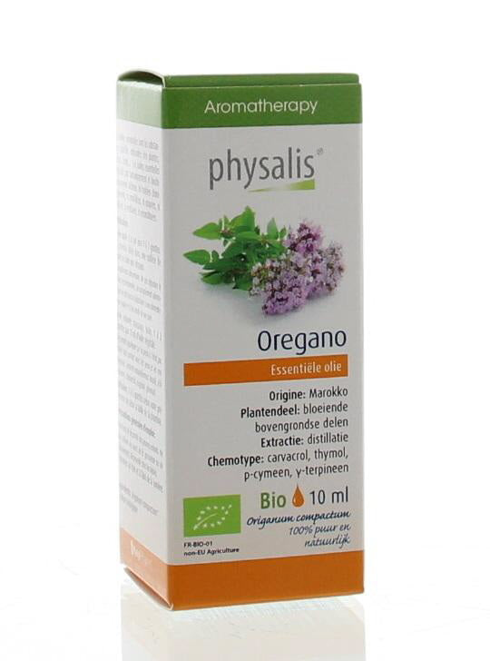 Physalis bio oregano herbal extract in a 10ml bottle, part of Physalis' organic herb preparations collection.