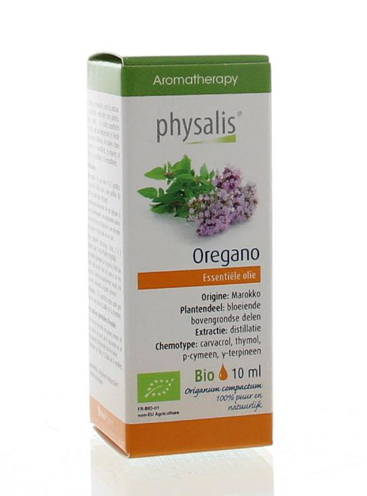 Physalis bio oregano herbal extract in a 10ml bottle, part of Physalis' organic herb preparations collection.