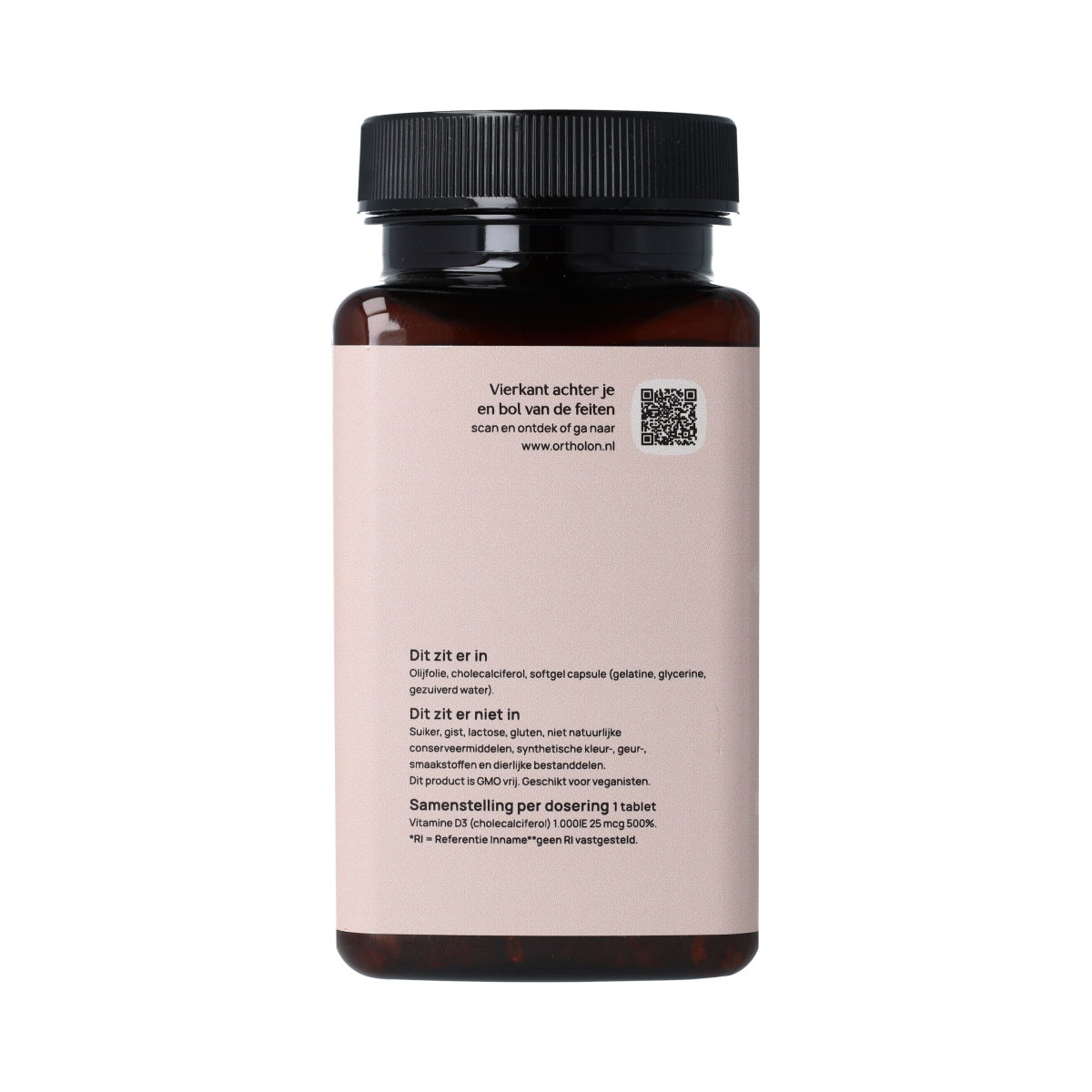 Ortholon Vitamin D3 softgels, 25mcg, bottle of 300, dietary supplement for bone and immune health.