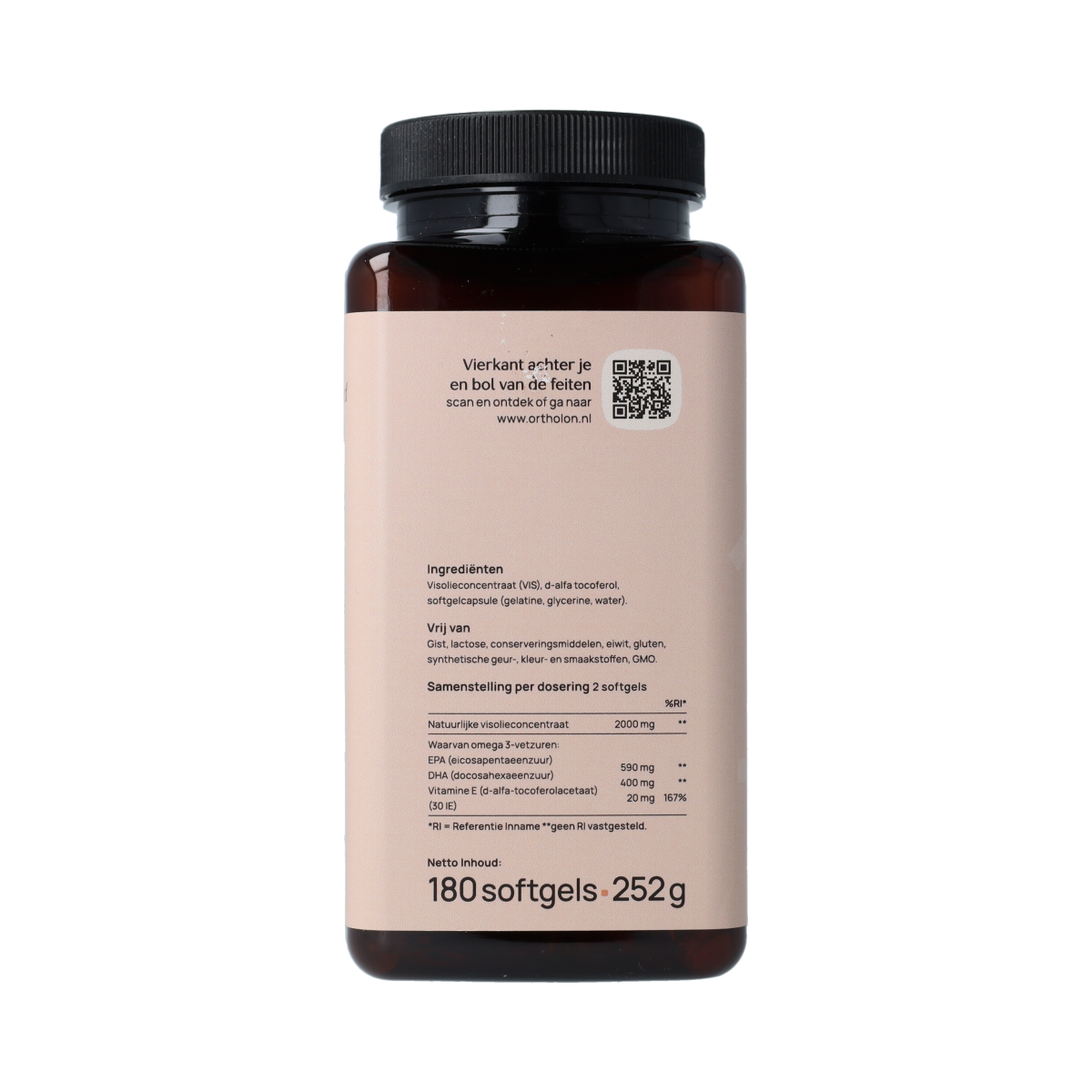 Vetzuren Ortholon Omega 3 capsules, soft gel supplement for heart and brain health, shown in a bottle.
