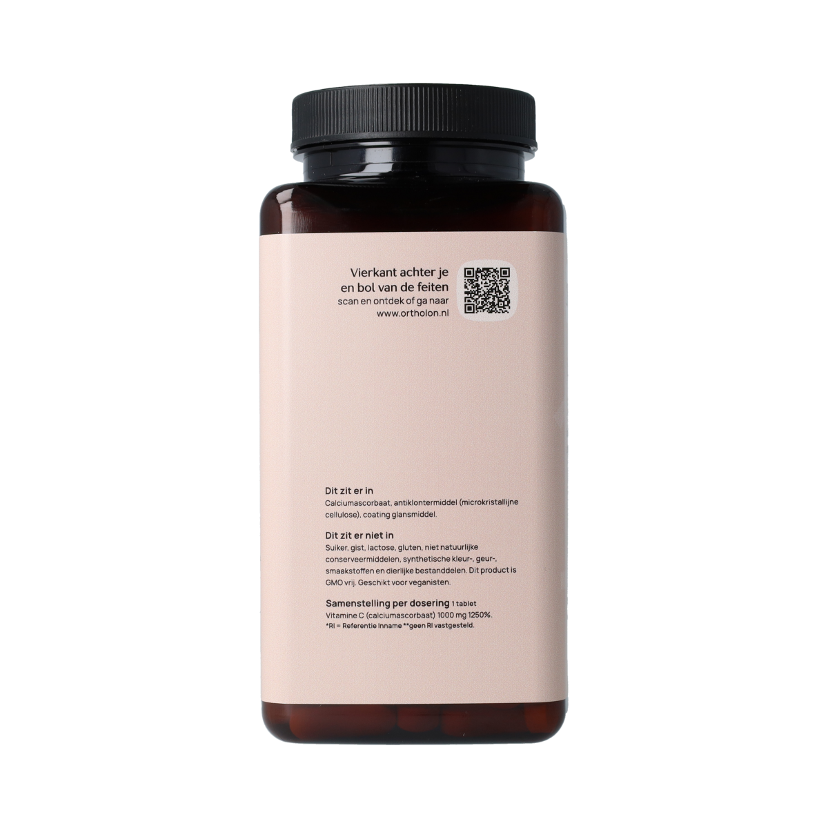 Ortholon Vitamin C 1000mg supplement bottles, 180 tablets, natural vitamin C dietary supplement for immune support