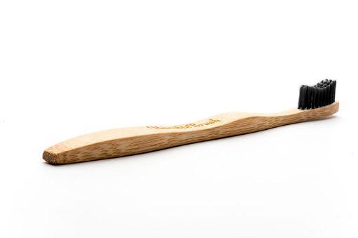 Black bamboo soft toothbrush from The Humble Co for adults, natural eco-friendly Tandenborstel product image.