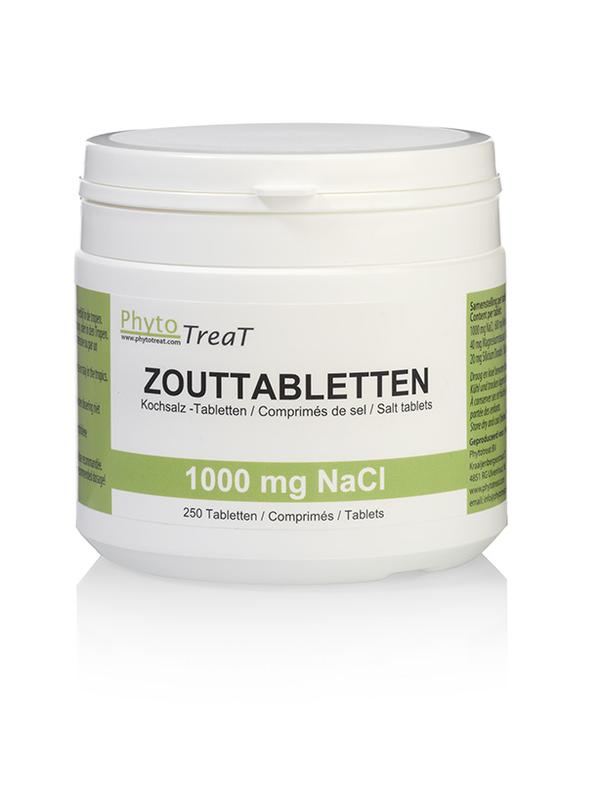 PhytoTreat mineral salt tablets, 1000mg NaCl, 250 count, natural mineral supplement for health and electrolyte balance.