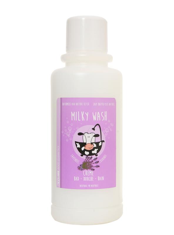 Evi Line Botermelk lavender bath and shower gel in a 2-liter bottle, ideal for soothing bath and shower routines.