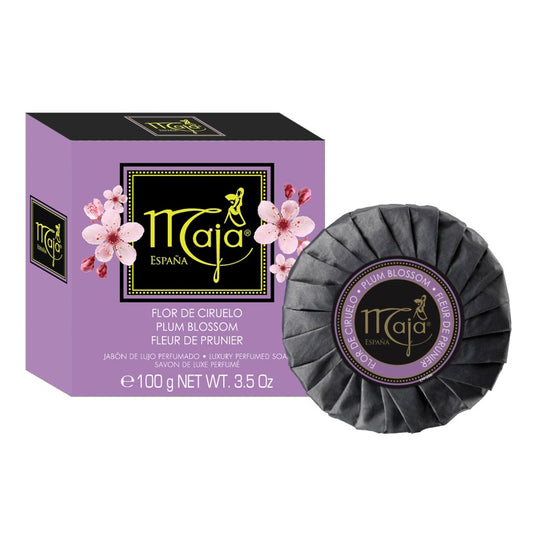 Maja Plum Blossom Zeep soap bar, 100 grams, with a floral plum blossom design and natural soap texture.