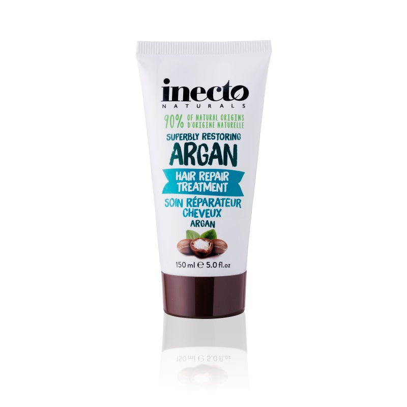 Inecto Naturals Argan haarverzorging in 150ml bottle, smooth and nourishing hair treatment with argan oil, natural hair care product.