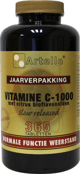 Artelle Vitamin C 1000mg with bioflavonoids, 365 tablets, natural supplement for immune support.