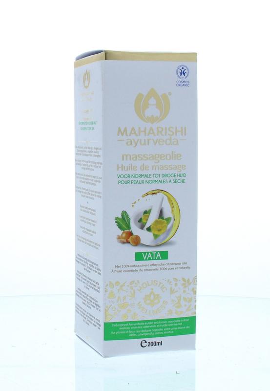 Maharishi Ayurv Vata massage oil in 200ml bottle, natural body care product for soothing massage and skin nourishment.