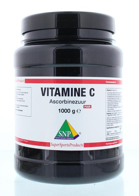 SNP Vitamine C puur supplement in 1 kg bag, natural vitamin C powder for health and wellness, shown in a close-up image