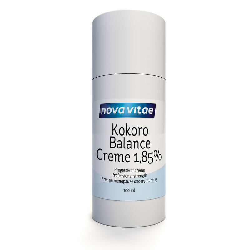 Nova Vitae Kokoro progest balans cream 1.85% in 100ml bottle, a body care product for hormonal balance.