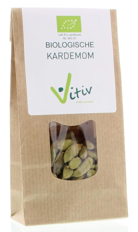 Vitiv Kardemom heel bio, 40g, a natural whole cardamom spice for cooking and baking.