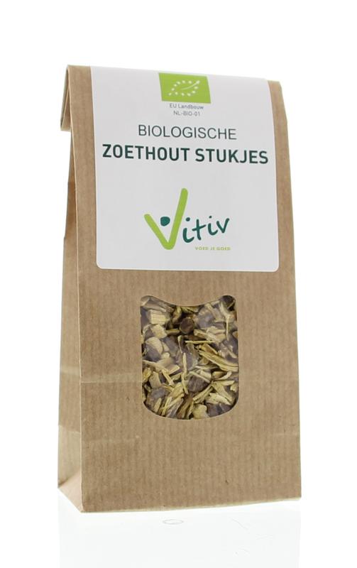 Vitiv organic licorice root pieces in a 50g package, herbal seasoning for cooking and baking, natural and flavorful.