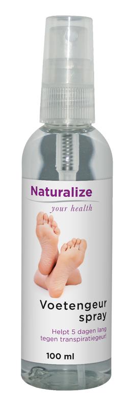 Naturalize Voetengeurspray in 100ml bottle, a foot care product with natural ingredients for refreshed and healthy feet.