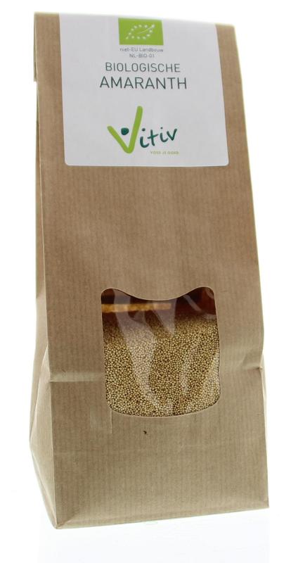Vitiv Bio Amaranth raw superfood in a 500g package, close-up of the gluten-free, nutrient-rich grain.