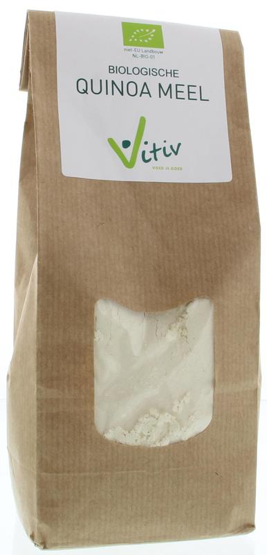 Vitiv Bio Quinoameel, 500g, gluten-free flour from Vitiv, shown in a clear package with a textured surface.