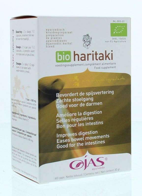 Ojas Haritaki bio capsules from Kruidenpreparaten line, 60 capsules, natural herbal supplement in a white bottle.