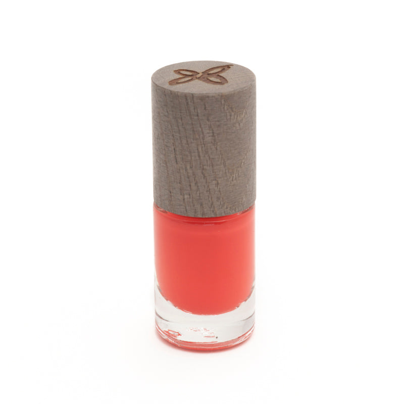 Boho Green Makeup coral nail polish 07 in 5ml bottle showing vibrant orange nail color and packaging