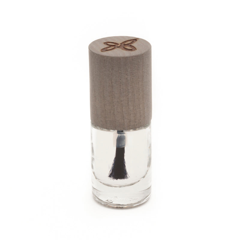 Boho Green Makeup boho green makeup top coat nail polish in 11.5ml bottle, green makeup product with brush applicator.