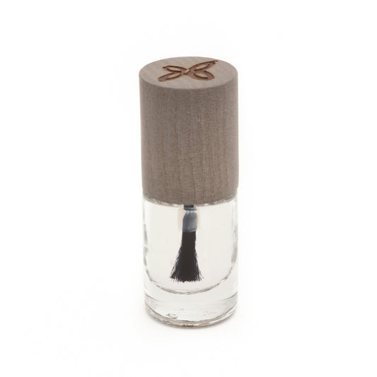 Boho Green Makeup boho green makeup top coat nail polish in 11.5ml bottle, green makeup product with brush applicator.