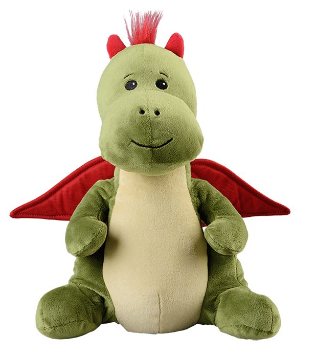 Warmies Draak plush toy, soft stuffed dragon from Warmies, perfect for cuddling and play, shown in a close-up view.