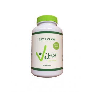 Vitiv Cat's Claw 5000mg extract capsules, herbal supplement in a bottle, with 90 capsules, natural herbal kruidpreparaten.