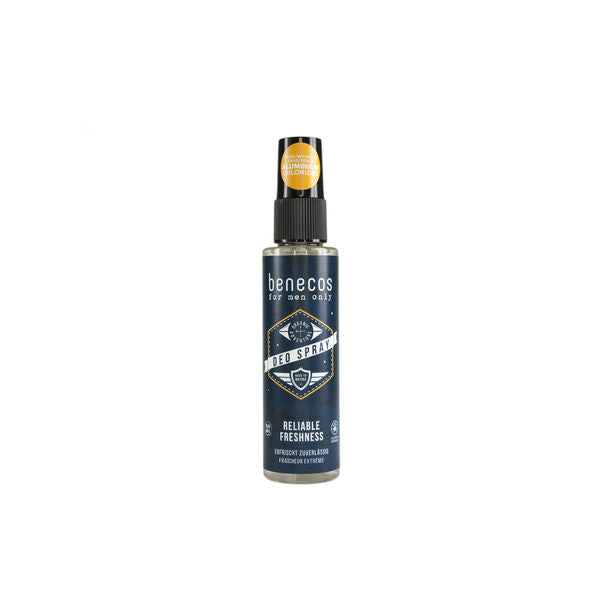 Benecos Natural Beauty men's deodorant spray in 75ml bottle, natural deodorant for men, fresh and gentle scent.