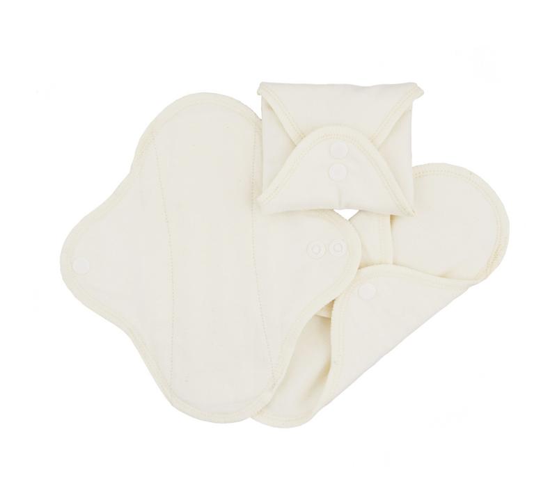 Imsevimse washable incontinence pads for women, natural color, 3-pack, reusable menstrual and incontinence protection.