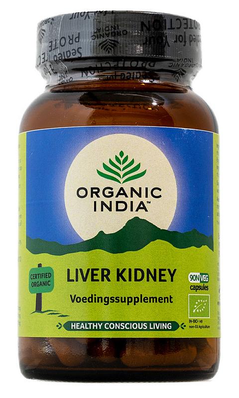 Organic India Liver and Kidney Herbal Supplement capsules, natural kruidenpreparaten, 90 capsules for liver and kidney support.