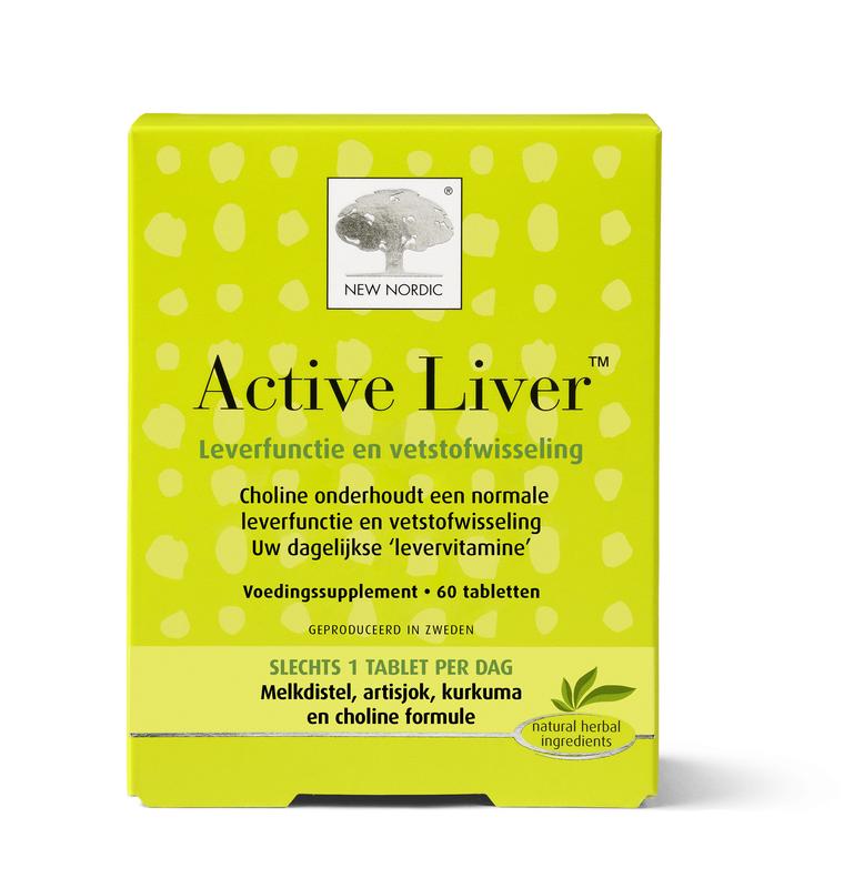 New Nordic Active Liver capsules in a bottle, herbal supplement for liver support, Kruidenpreparaten product, 60 capsules.